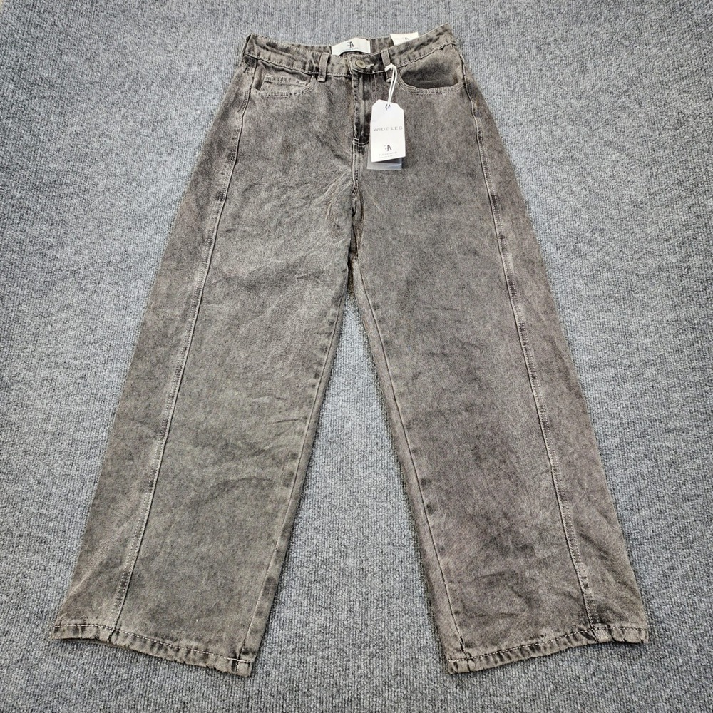 Wide Leg Flare Jeans in Washed Gray